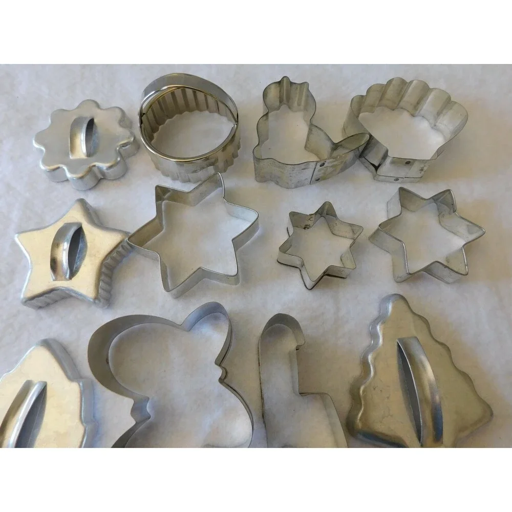 Vintage Metal Cookie Cutters Lot of 19 Mixed Shapes Holiday Baking Molds